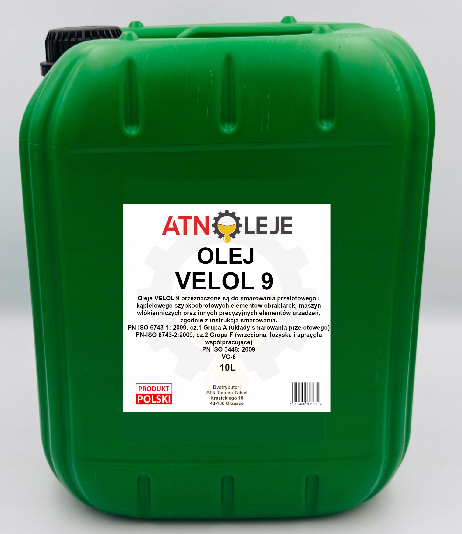 Olej Wrzecionowy 9 -- Velol 9 -- lepkość 6 -- Olej Maszynowy VG6 -- 10L