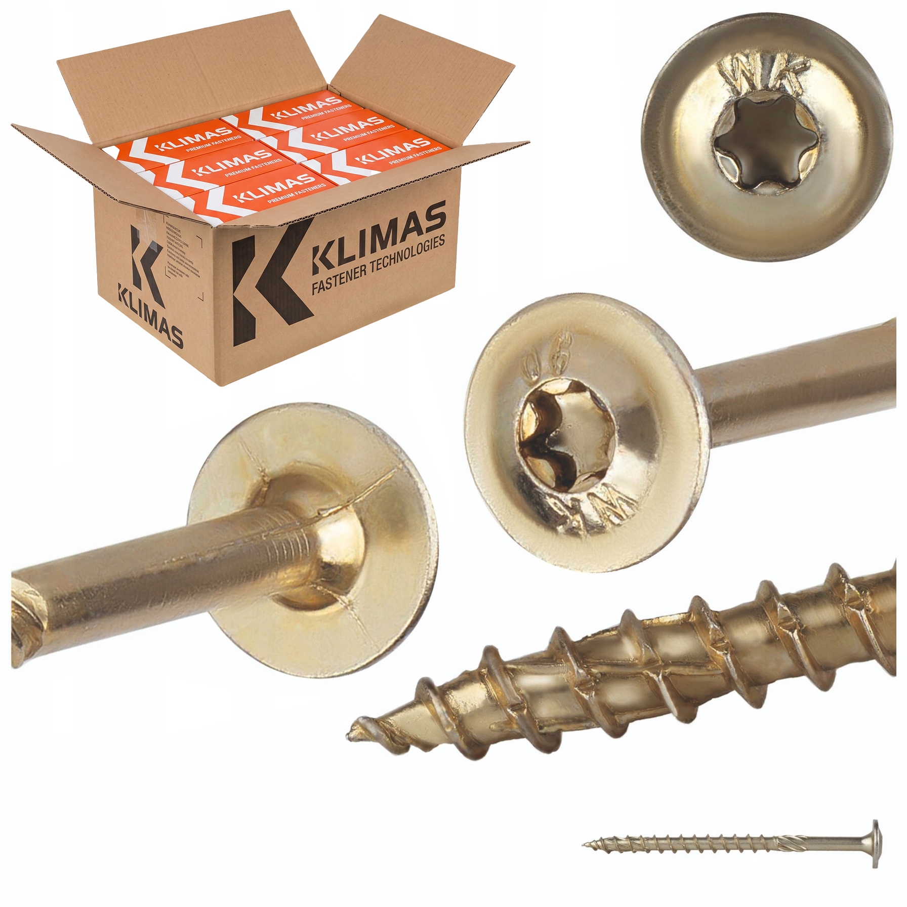 Tesařské vruty Torx 8x140 mm 200 ks talířové na dřevo Klimas Wkcp