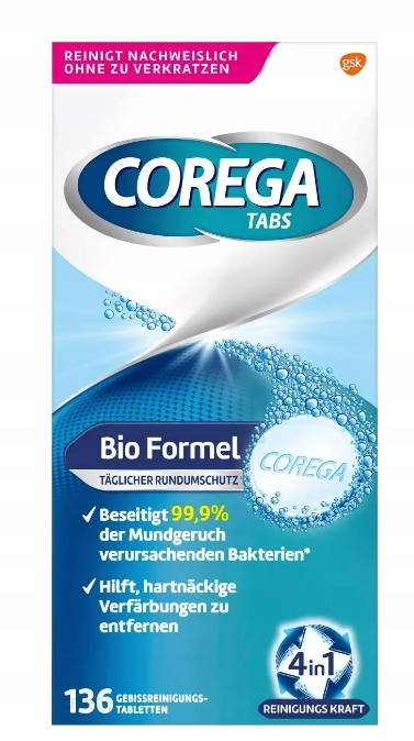 

Corega Tabs Bio Formula tabletki do protez 136szt.