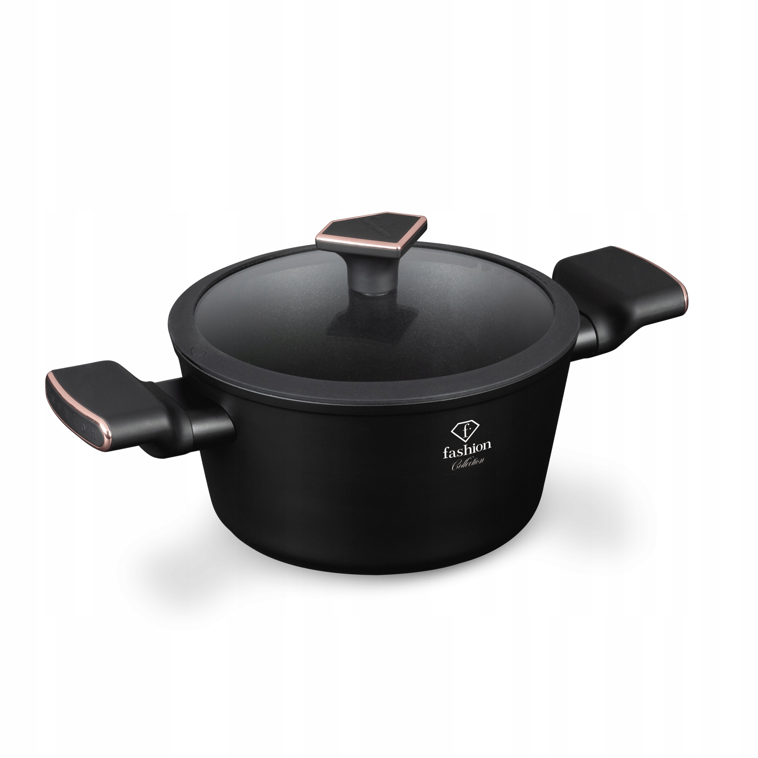Hrnec s poklicí 20 cm Fashion FTV-0037 Matte Black-Rose Gold