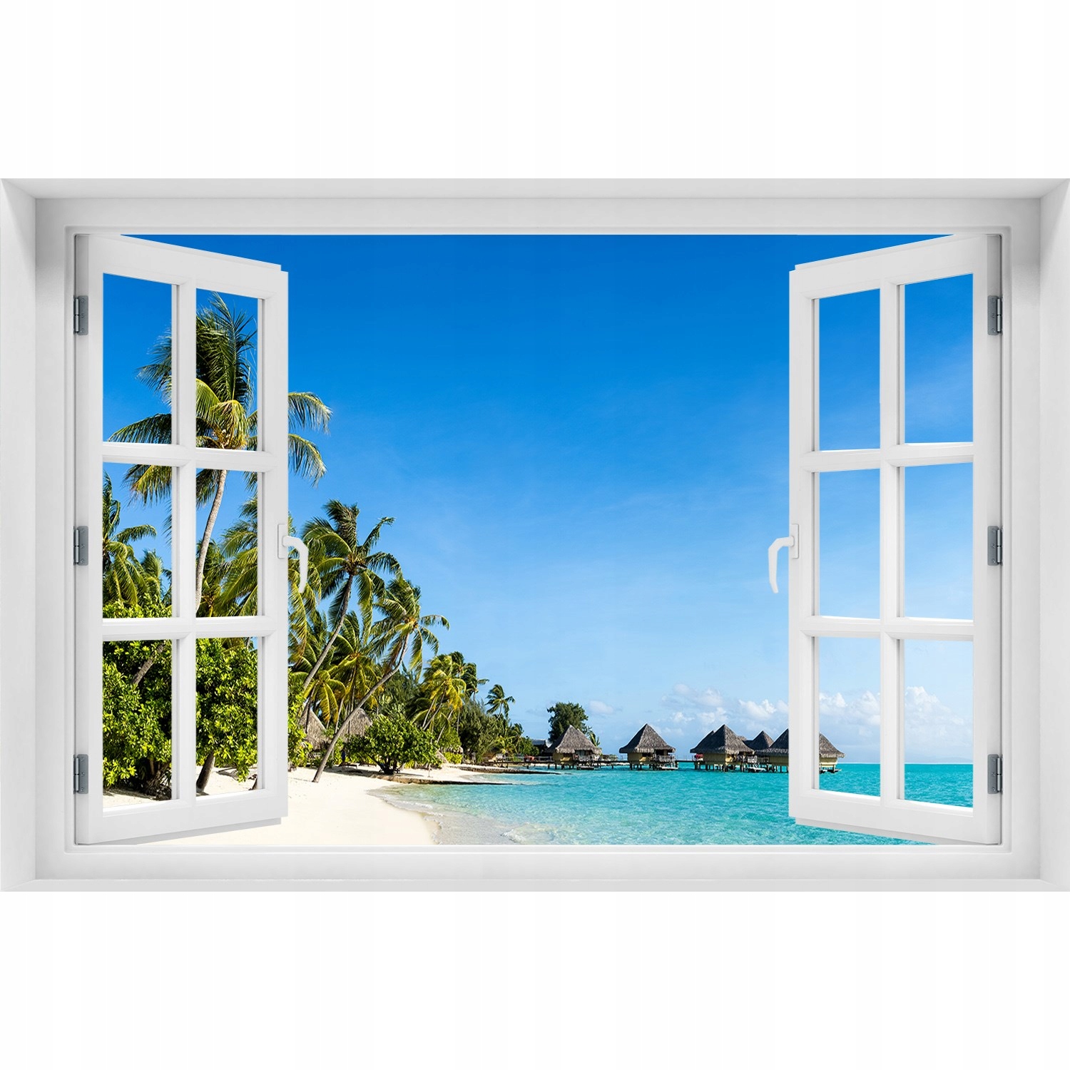 

3D Okno Naklejka na ścianę Plaża na Karaibach