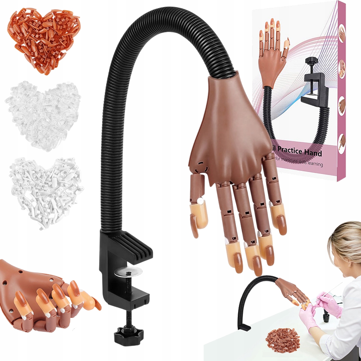 Ruka ruka pro cvičení učení manikúry nehtů Opakovaně použitelné tipy 300