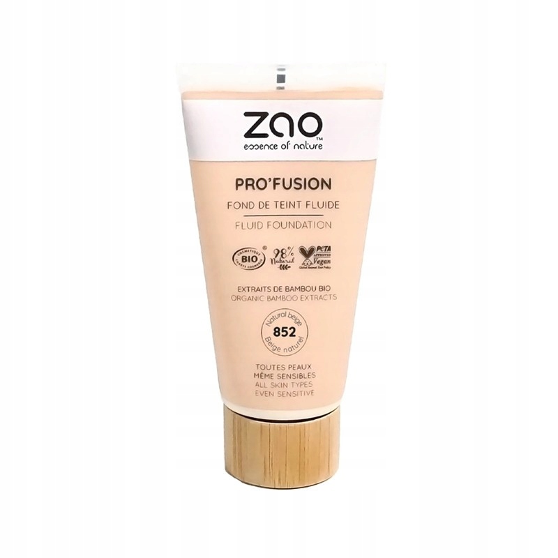 Podkład w płynie Pro'Fusion, wegański Cosmos Organic, Zao Natural beige 852