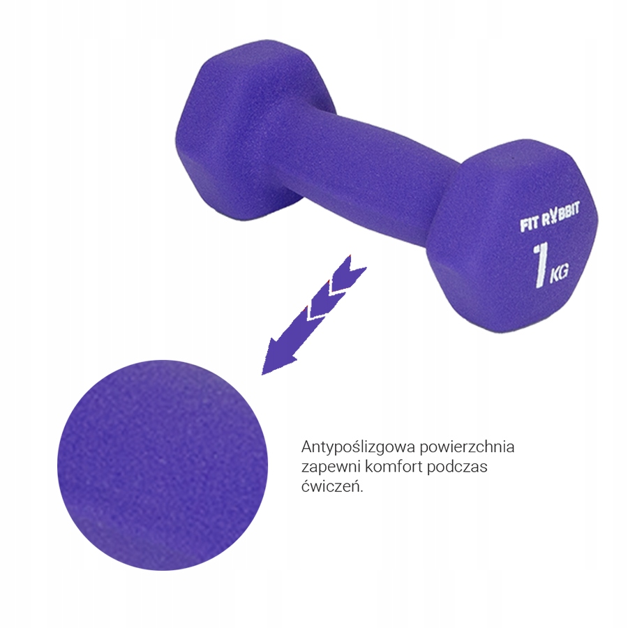 Fit-Rabbit Zestaw Hantli Winylowych HEX 2x1 kg Marka FIT RABBIT