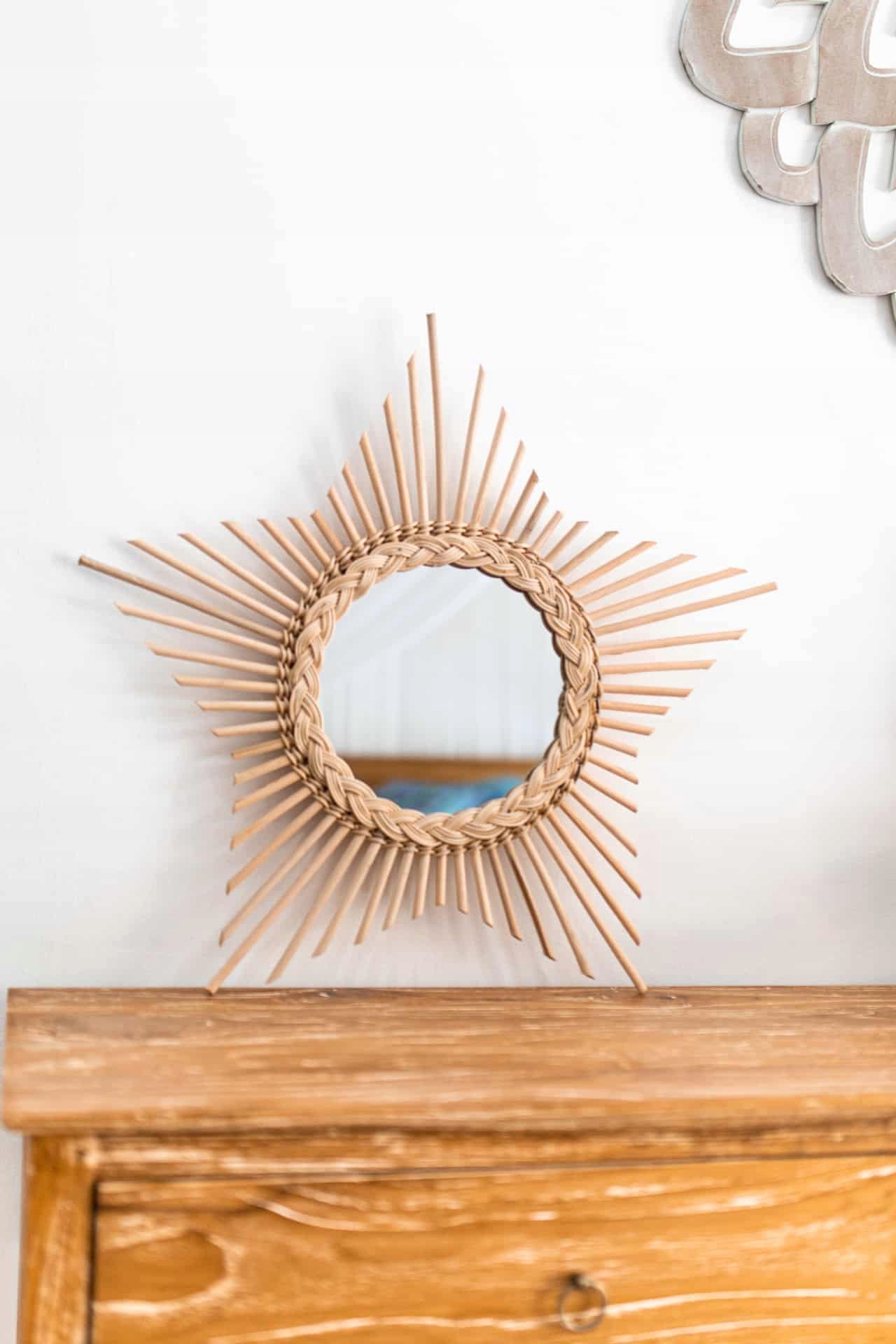 Nástenné ratanové zrkadlo Hviezda Boho z Bali