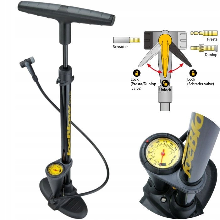 Topeak JoeBlow Max HP Pompka Podłogowa 160 PSI Czarna Stal