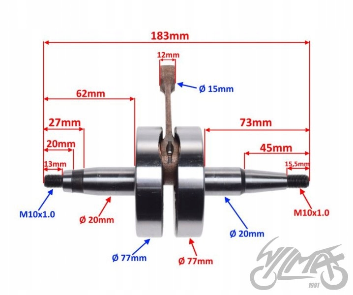 WAŁ KORBOWY DO DERBI SENDA 50 D50B0 Dopasowanie do pojazdu produkt dedykowany