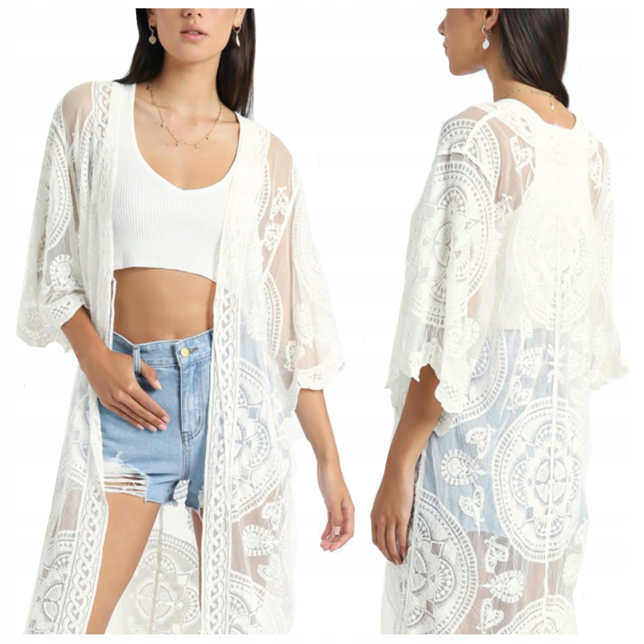 PAREO koronka PLAŻOWA narzutka LETNIA boho Marka Luvu