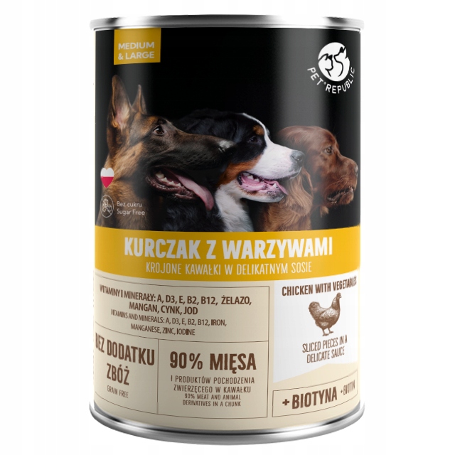 PetRepublic konzerva pro psa kuřecí maso, zelenina 1250 g