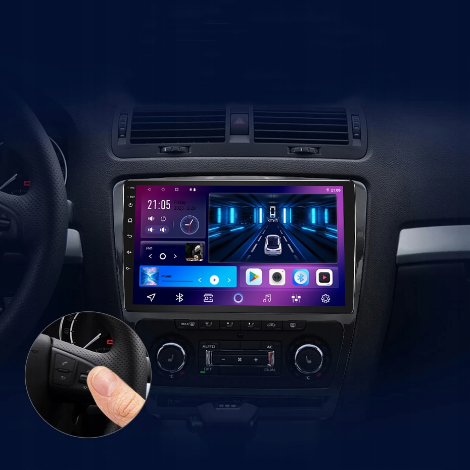 RADIO 2 DIN ANDROID 13 SKODA OCTAVIA 2 2004-2013 ANDROID AUTO CARPLAY 2/32G Radio informacja RDS pasmo FM