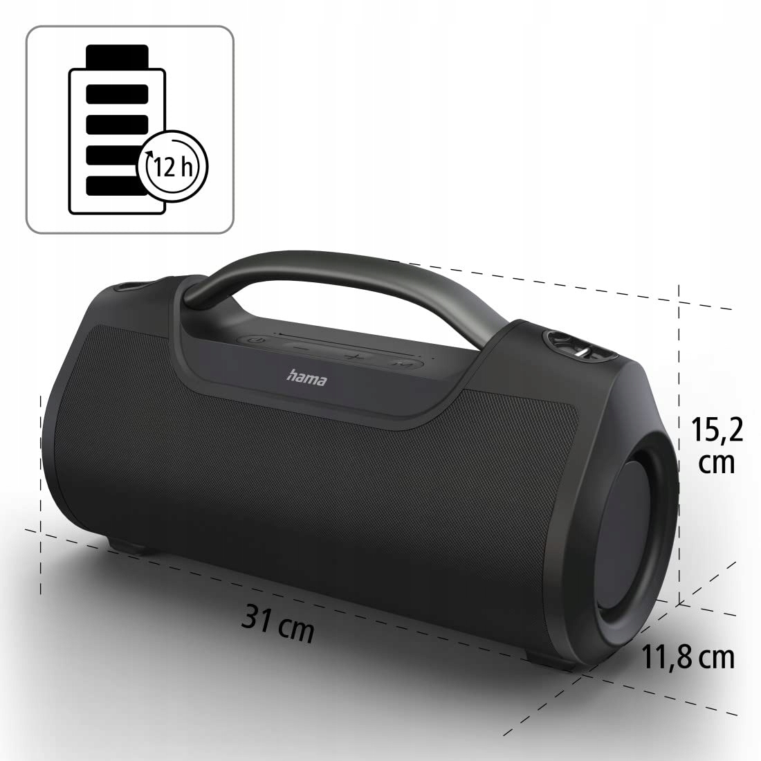 HAMA Głośnik Bluetooth SoundBarrel Wodoodporny IPX6 60W 12h Czas Pracy — miniatura 4