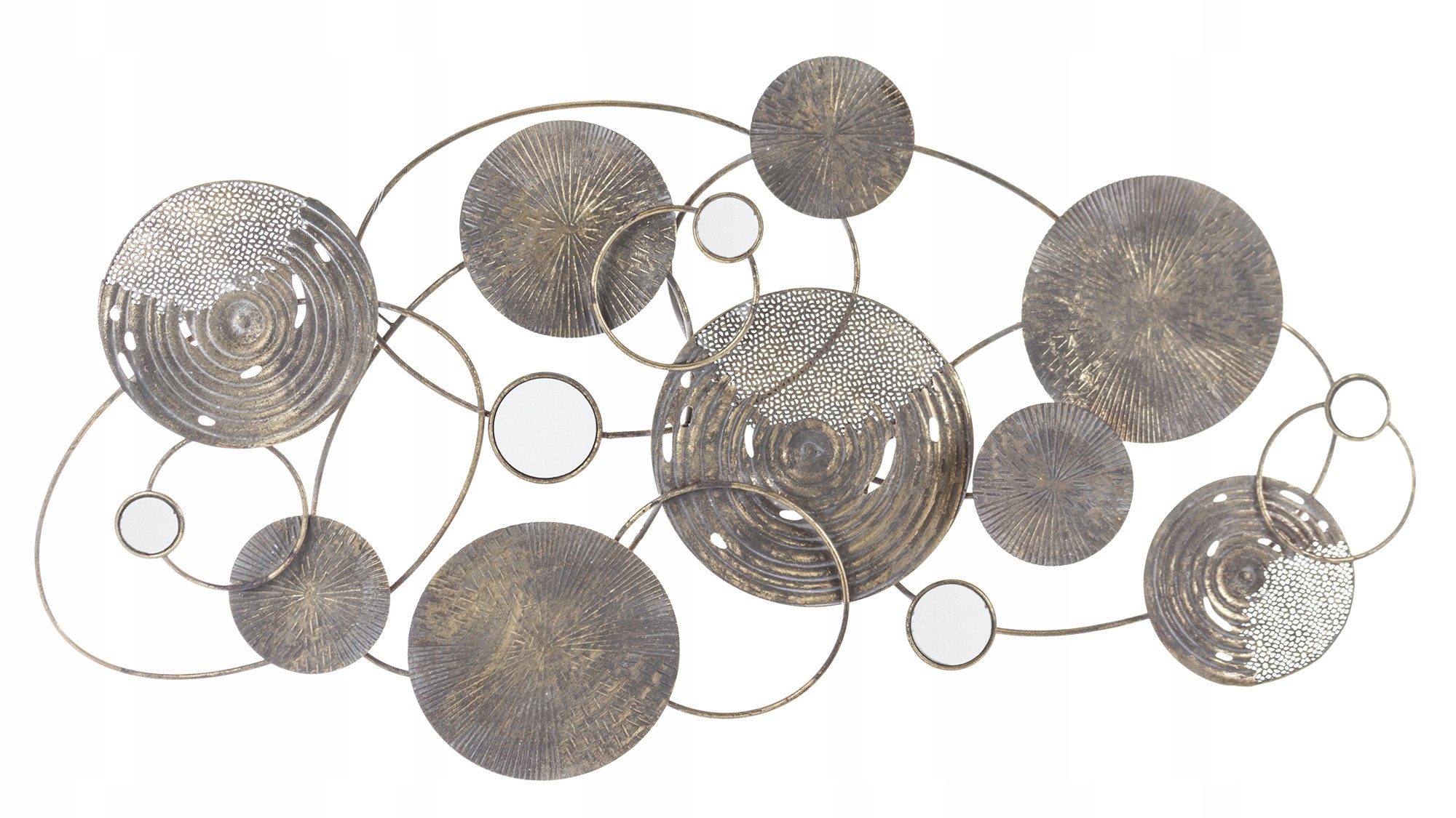 Kovová dekorácia na stenu, obraz kruhové zrkadlo