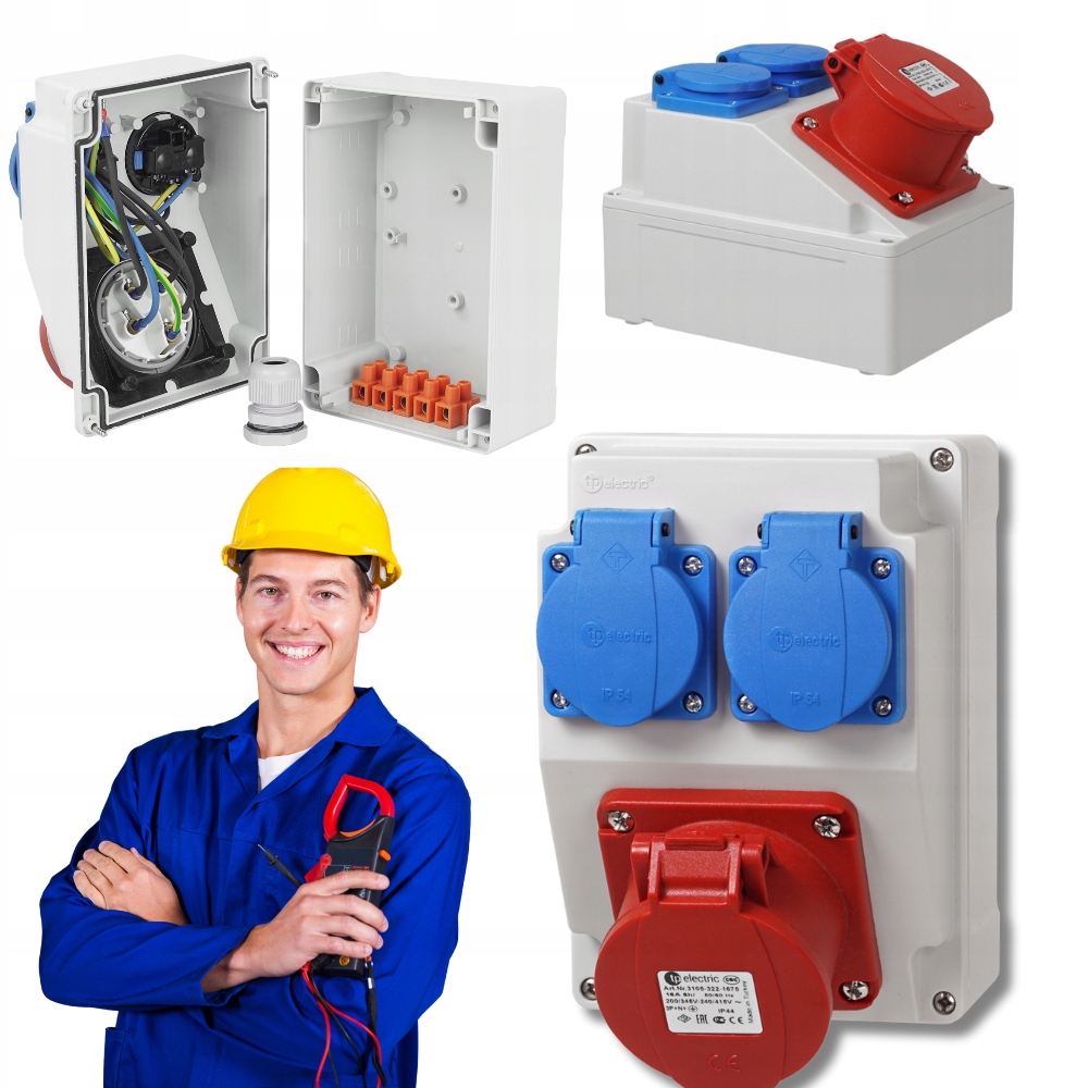 Elektrická stavební rozvaděčová zásuvka pevná 16A 5P 2X230V Certifikát