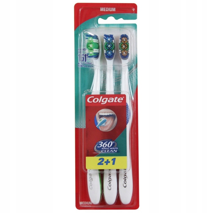 

Colgate 360 Szczoteczka do Zębów średnia Tward 2+1