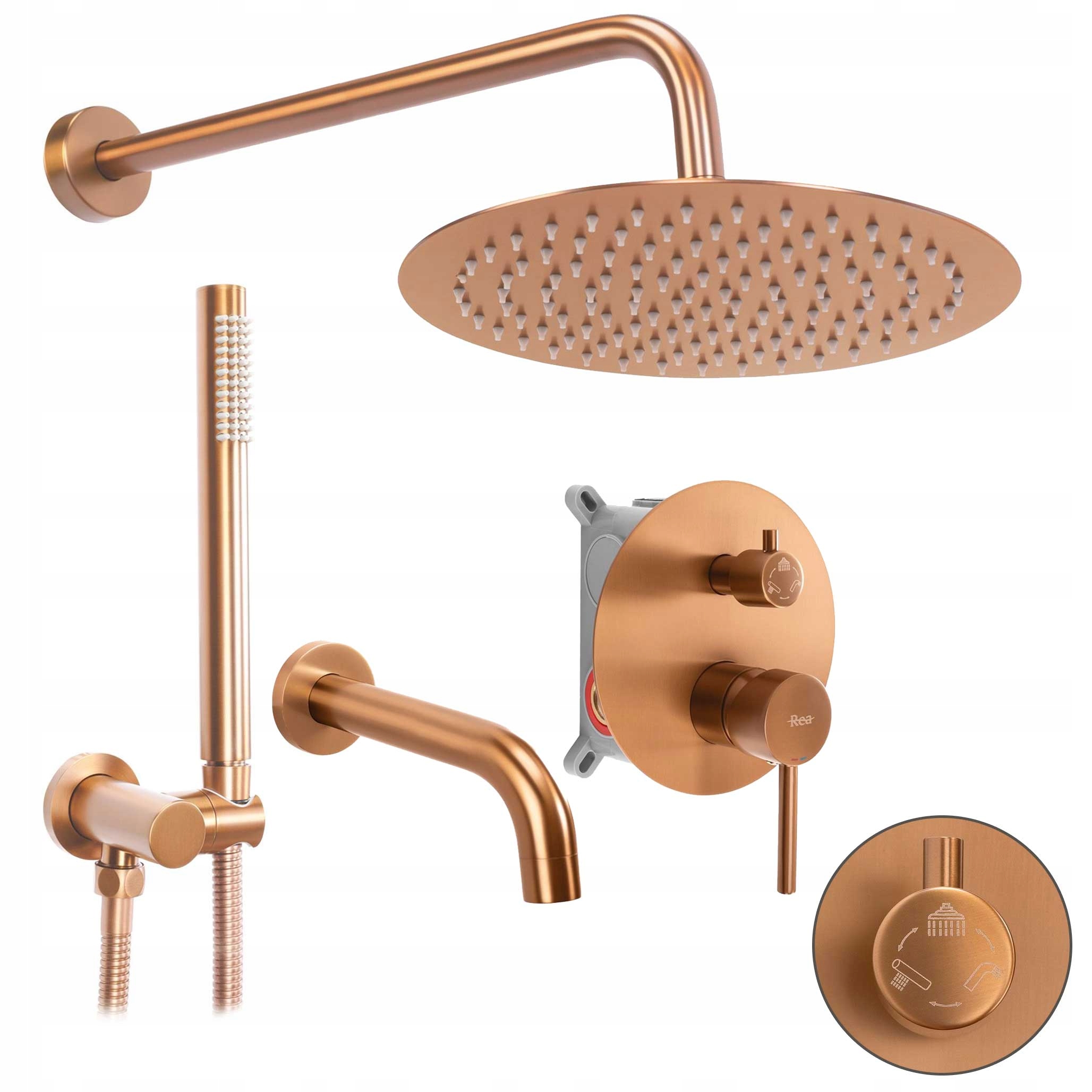 Podomietkový vaňový sprchový set Lungo Meď kartáčovaná