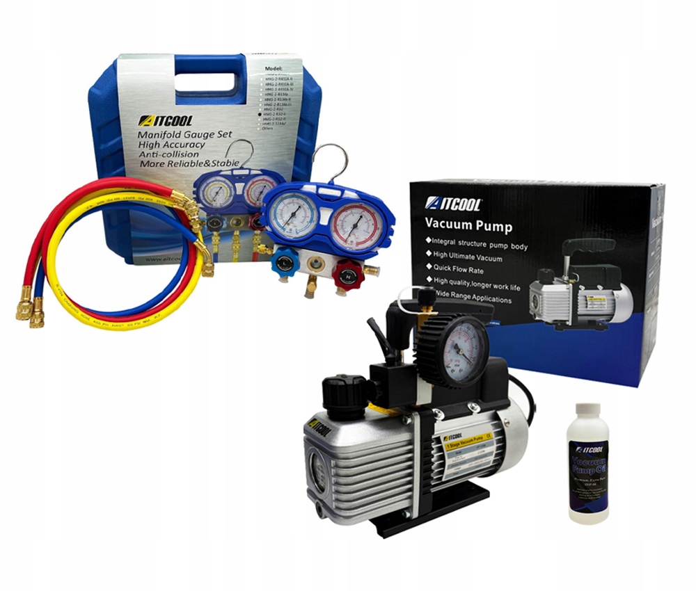 Sada Aitcool Vákuová pumpa VP120M-SG 51L/min Manometre R32 R410A