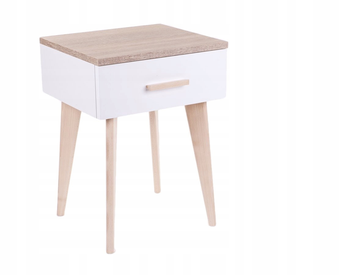 Szafka nocna biała Skandynawska Loft Dąb Sonoma