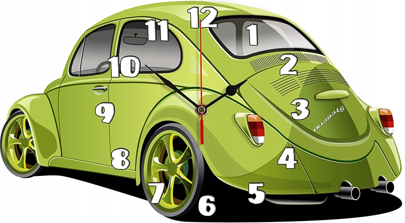 Zegar ścienny Garbus zielony