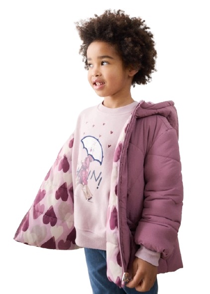 Mayoral Kurtka Zimowa Soft Dwustronna 4418 Serca Fiolet rozm 122
