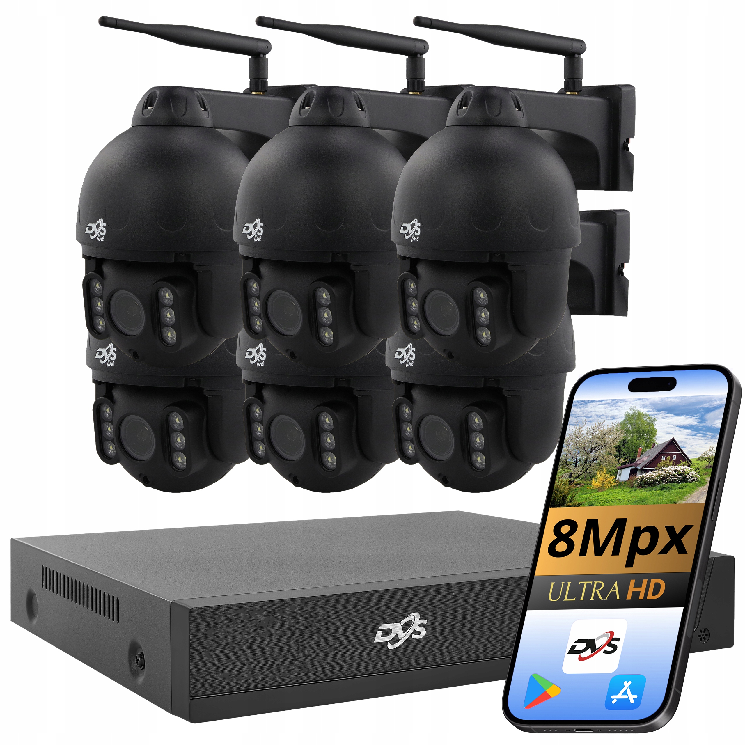 Sada Wifi Kamer 8Mpx 4K 6 Otočných Bezdrátových Kamer Dvs Monitorování