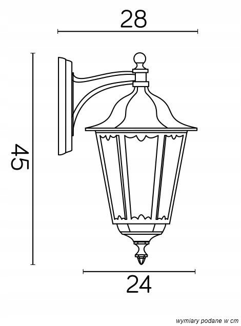 Czarna lampa ogrodowa latarnia kinkiet elewacyjny Zasilanie sieciowe