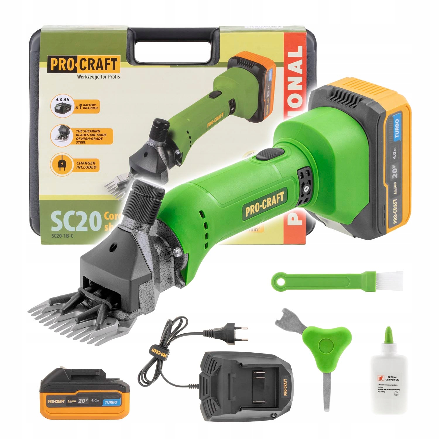 Levně Aku strojek pro stříhání ovcí Procraft SC20