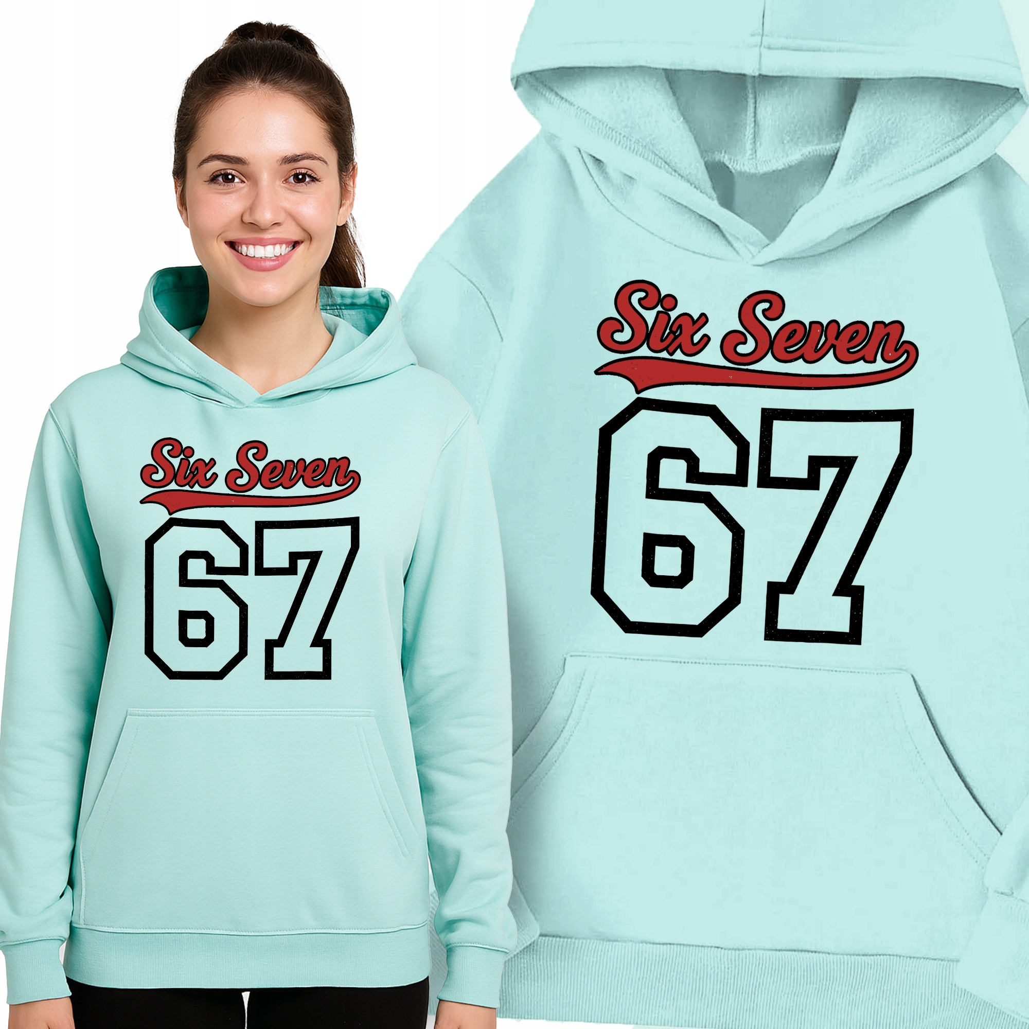 Mikina S Kapucí Mint Dárek Módní Stylová Six Seven 67 Mem #420 Viral S