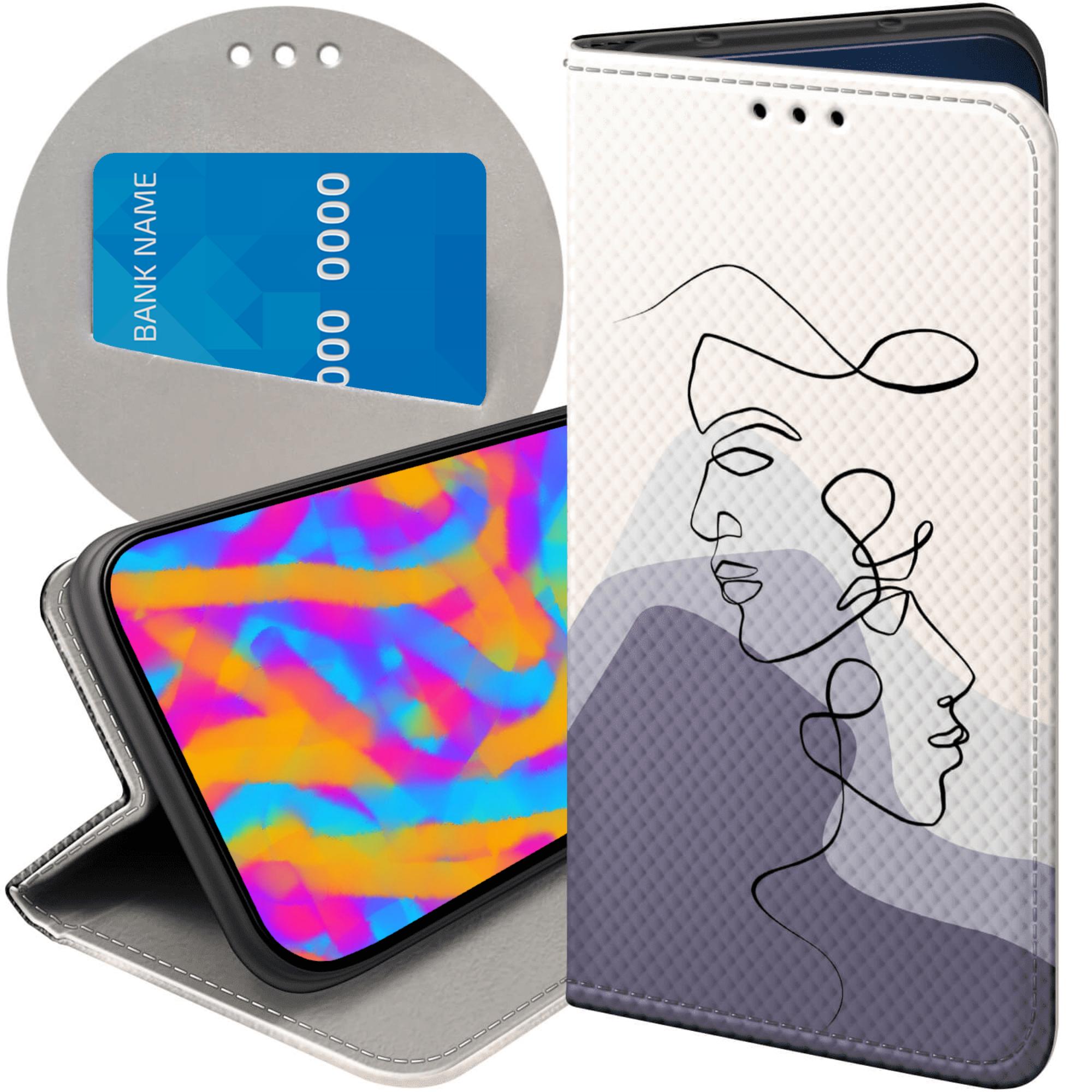 Etui Z Klapką Do Oppo A40 Continuous Line-art Kreska Linie Futerał