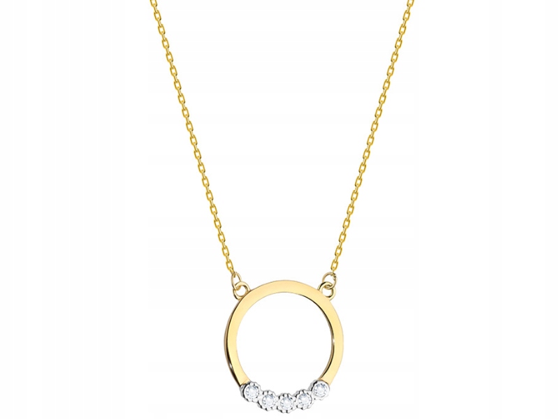 Zlatý náhrdelník 585 ring s brilianty 1,45g moderní módní vzor 14k