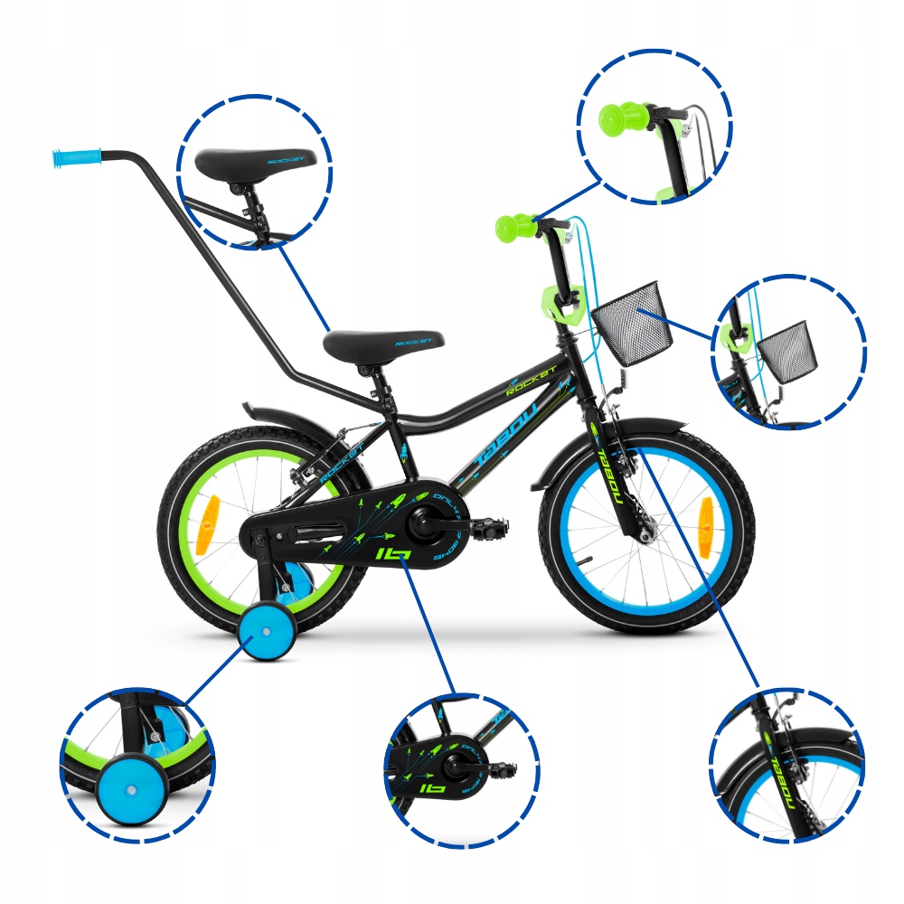 ROWER DZIECIĘCY ROWEREK 14 CALI TABOU ROCKET ALUMINIOWY PROWADNIK BMX LEKKI Kolor wielokolorowy