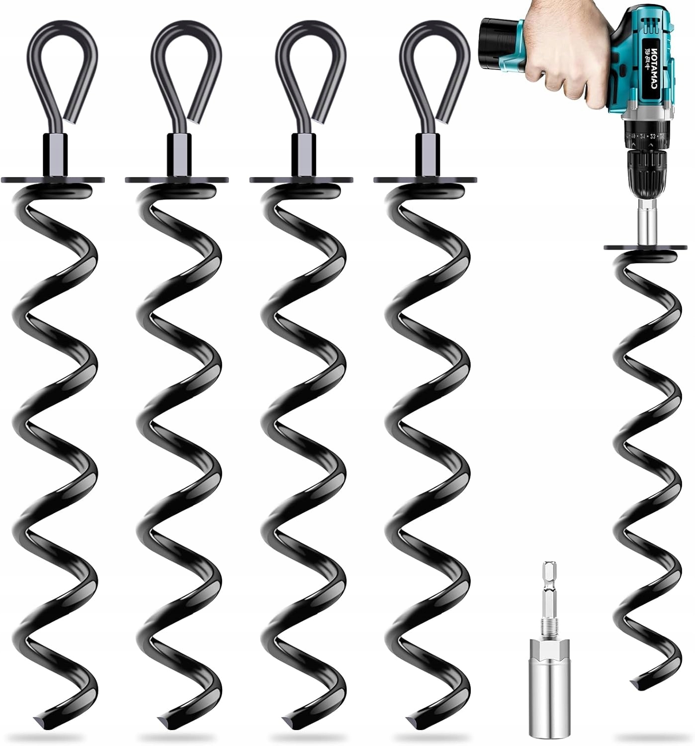 Kamfwert sada 4 zemních kotev s adaptérem