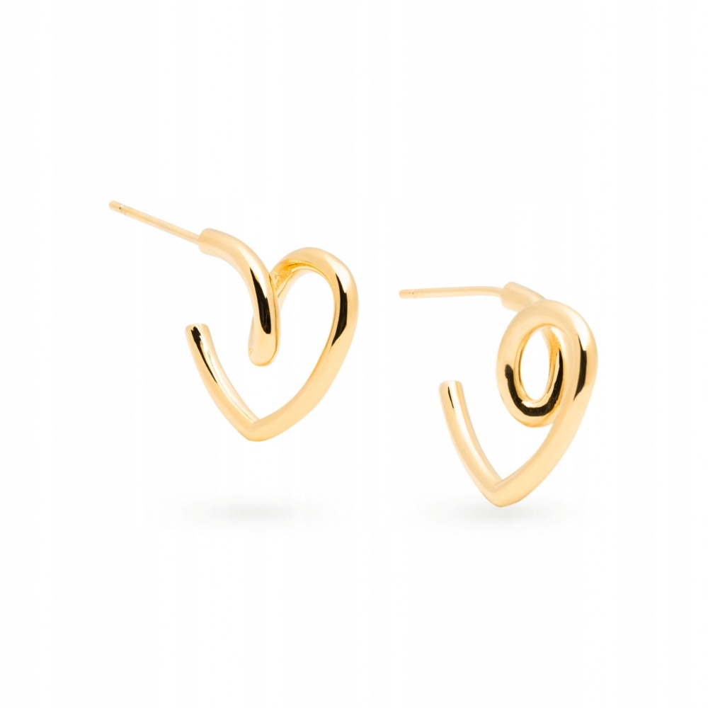 Kolczyki pozłacane Ania Kruk złote gładkie serca 1,7 cm srebro 925