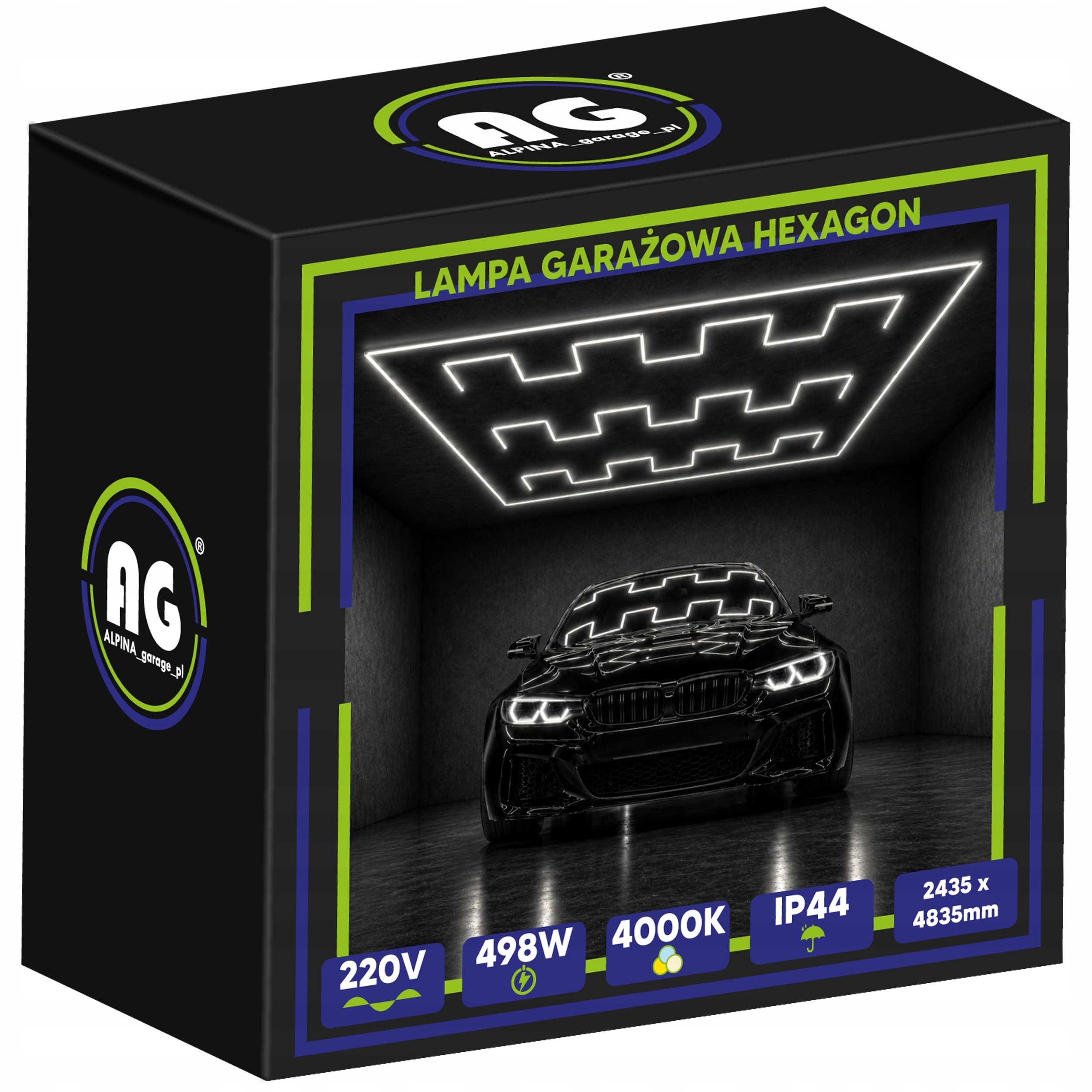 Led lampa Hexagón Stropný panel do garáže 598W 4000K 244x484 cm