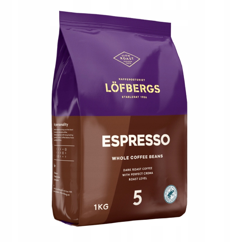 Levně Káva zrnková Löfbergs Espresso 1 kg směs arabica robusta