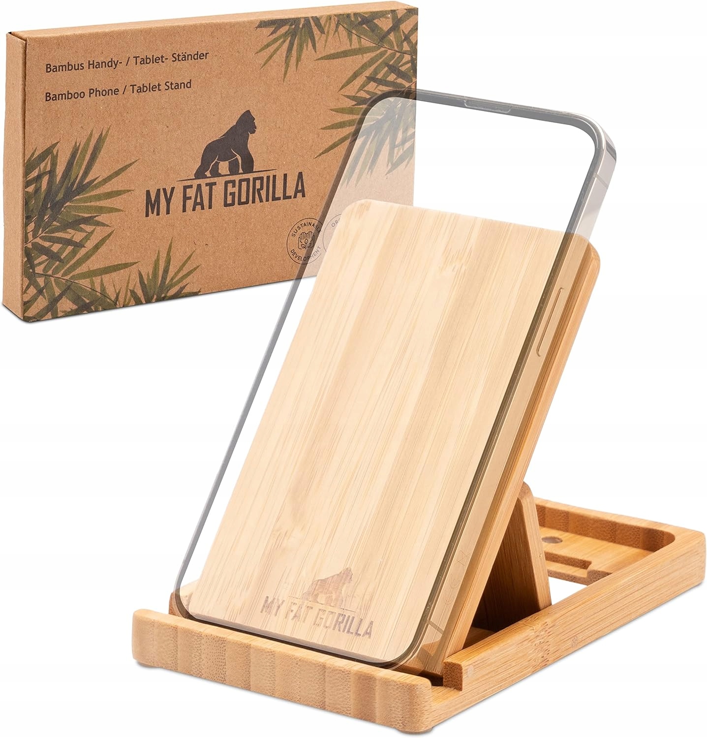 podstawka My Fat Gorilla stojak na telefon, uchwyt bambusowy
