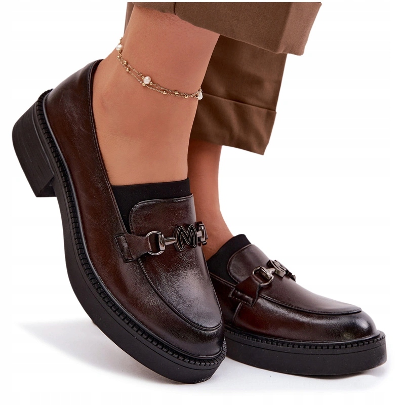 Mokasyny Damskie Skóra Naturalna Ozdobny Detal Vinceza 39985 Czekoladowe 36