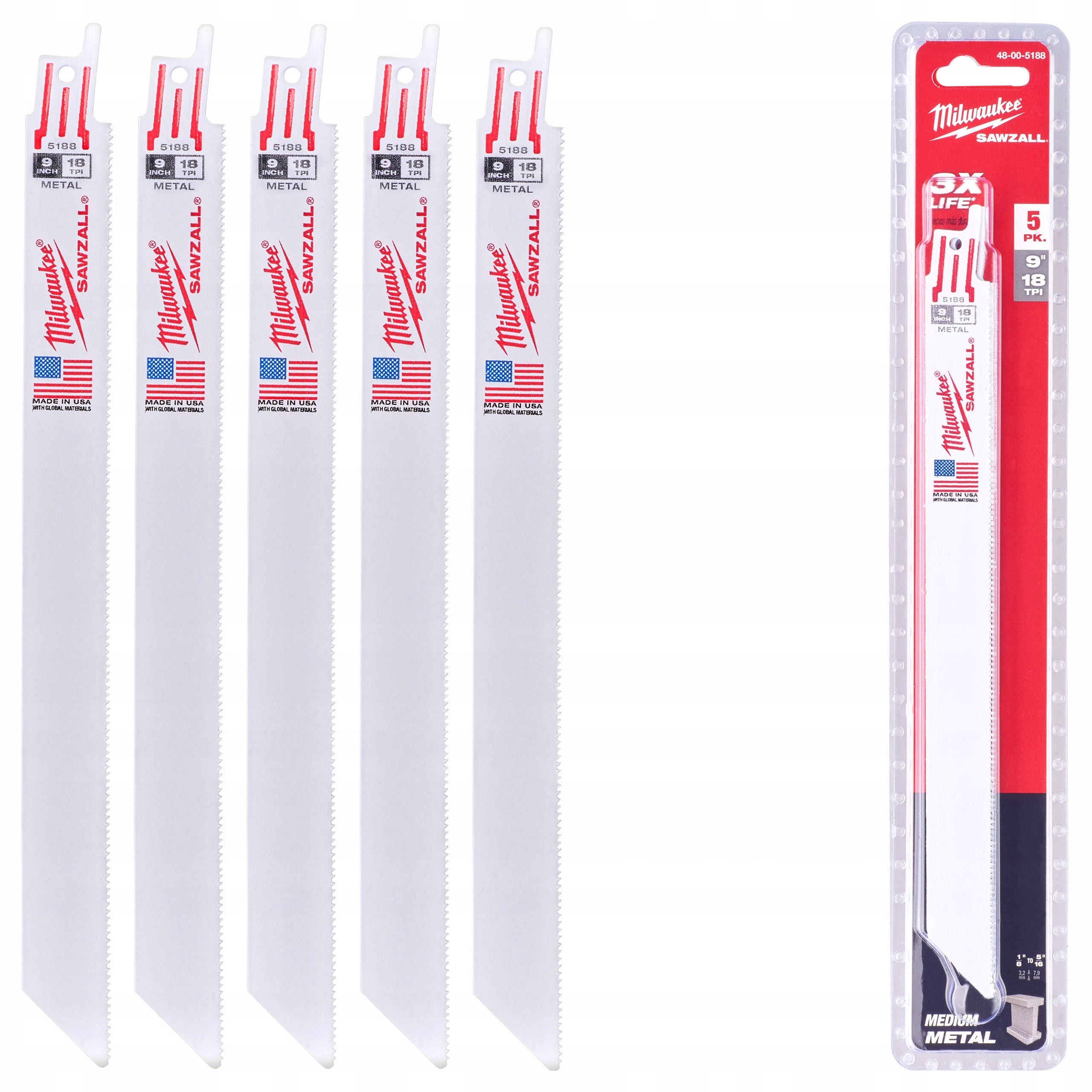 Pilové listy pro pilu ocasku na kov Milwaukee Thin kerf 230/1,4 mm 5 ks