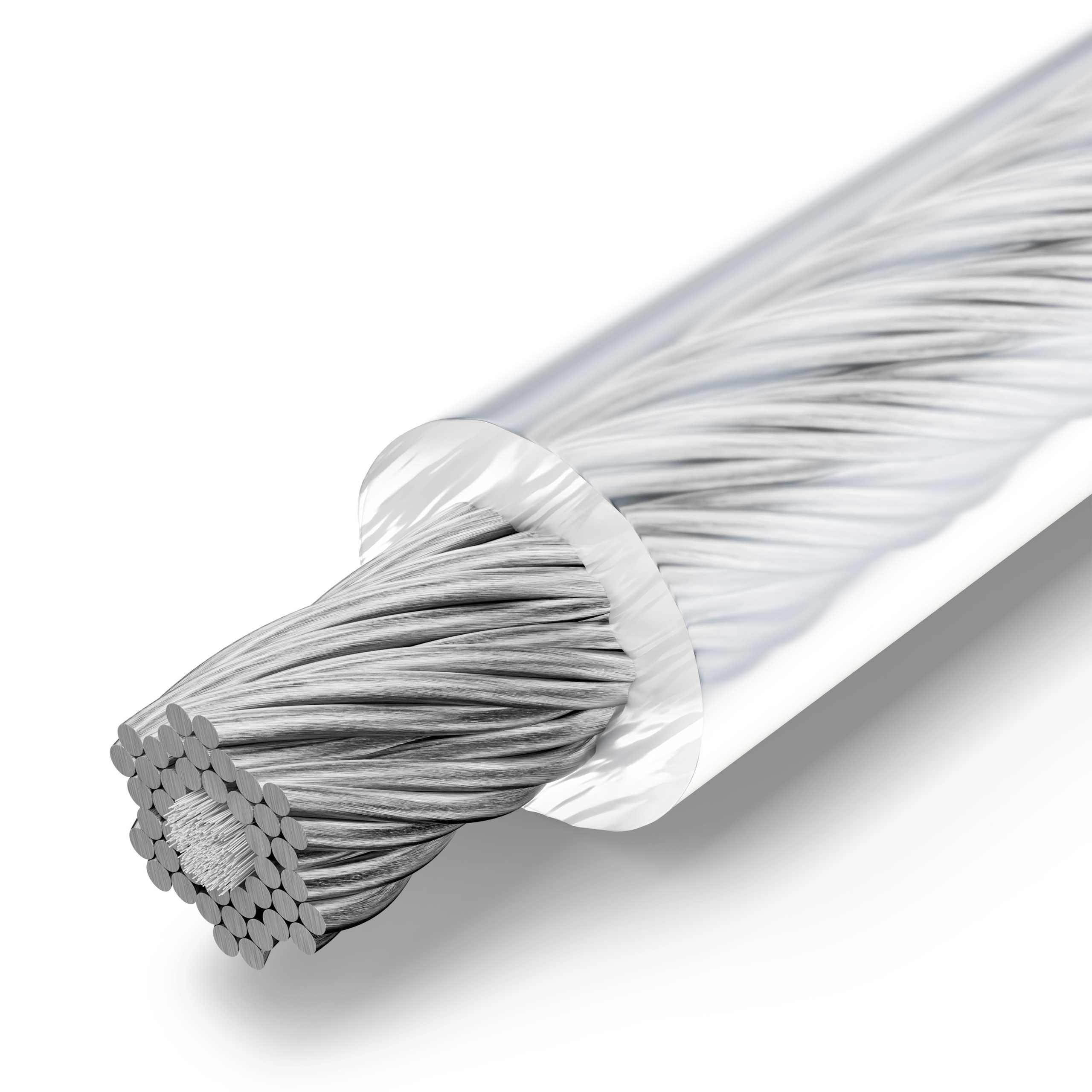 Lina linka stalowa w Otulinie Otulina Powłoka Bezbarwna Pcv 3/4mm 6x7 100mb