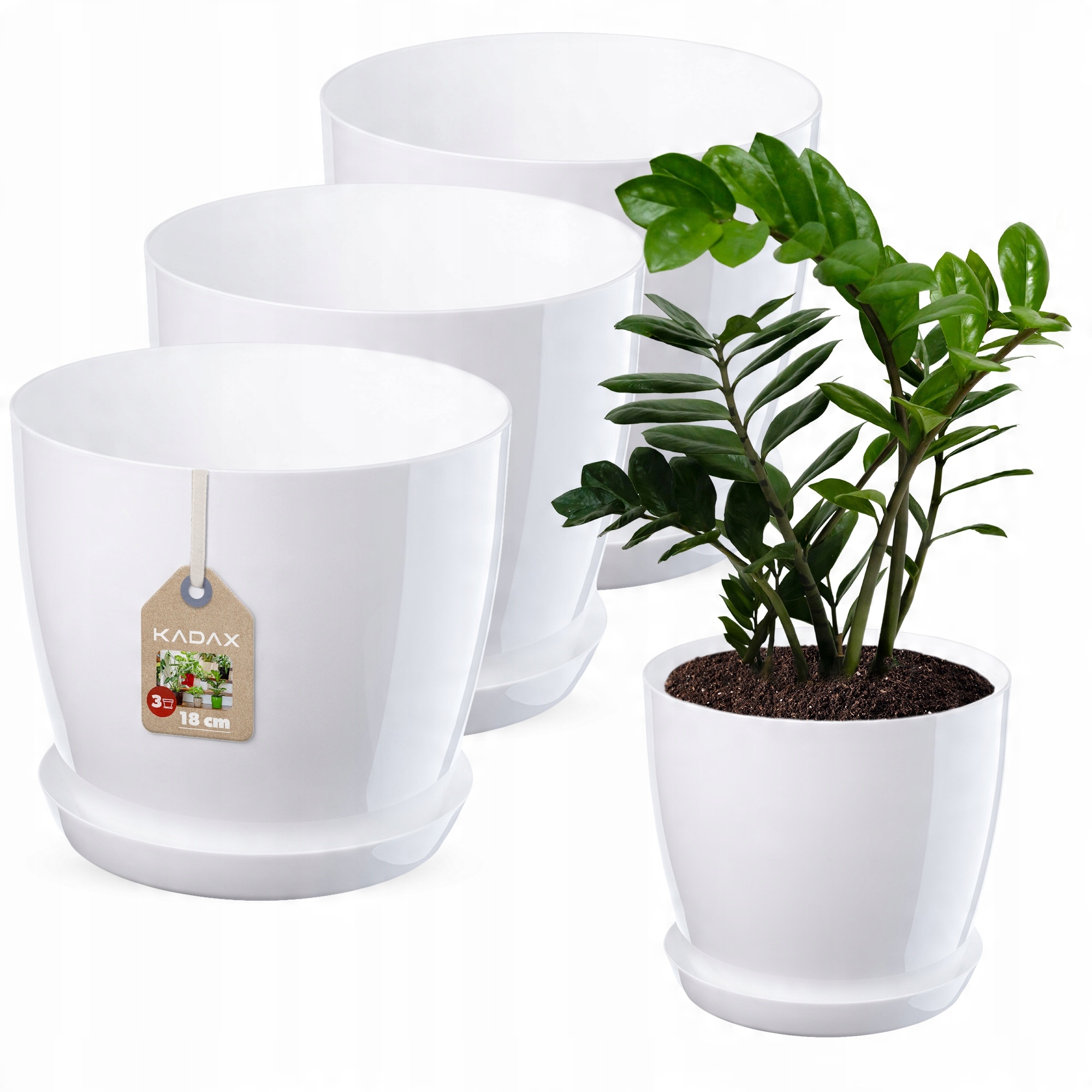 

Kadax 3x Doniczka 18cm Osłonka Z Podstawką Biała