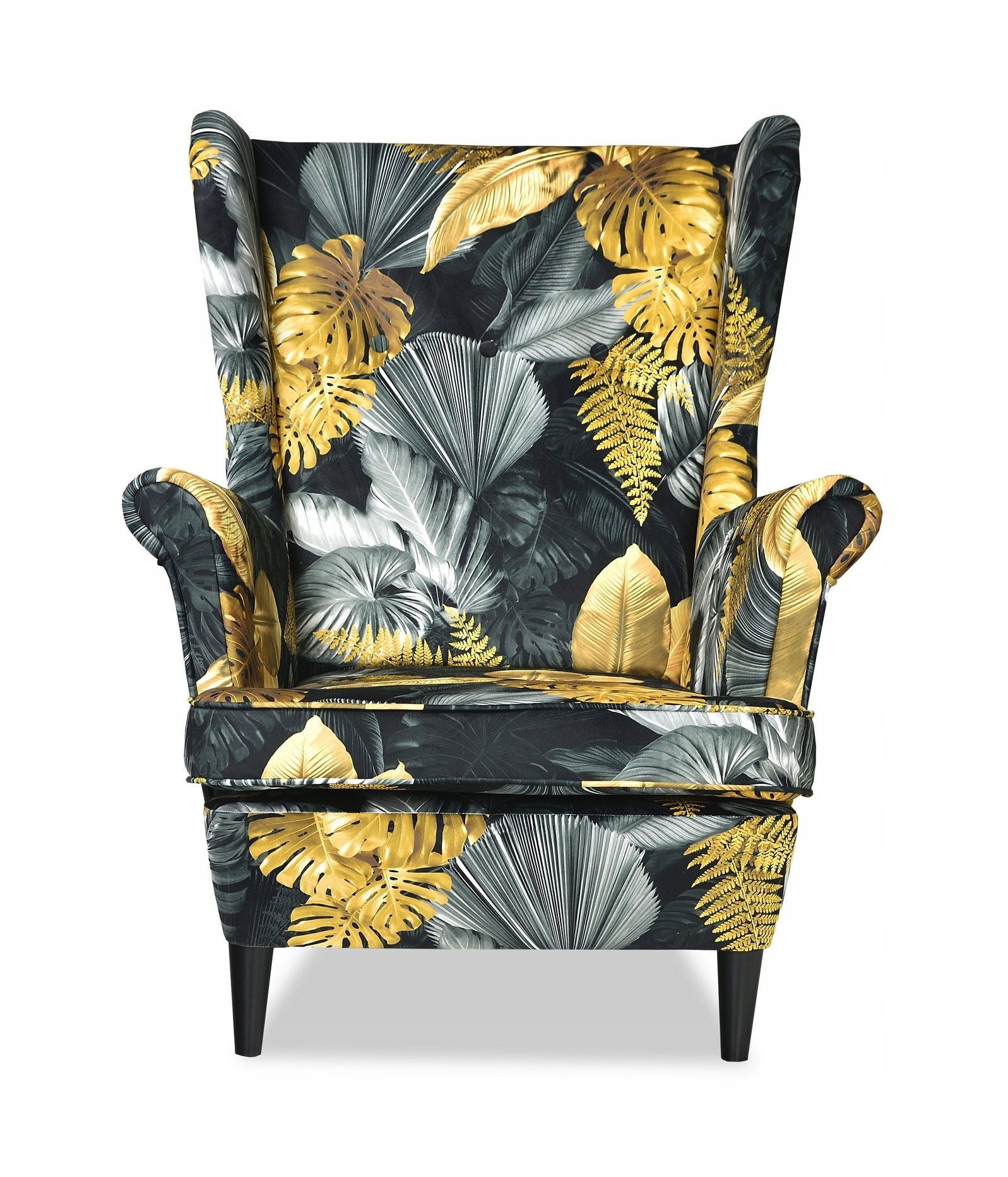 Кресло узорчатая картина листья золота золота черный хит