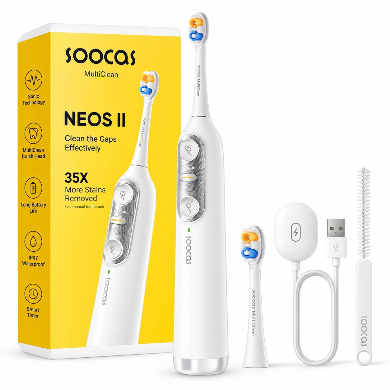 Szczoteczka soniczna z irygatorem Soocas Neos II 2w1 124 Psi IPX8 Biała