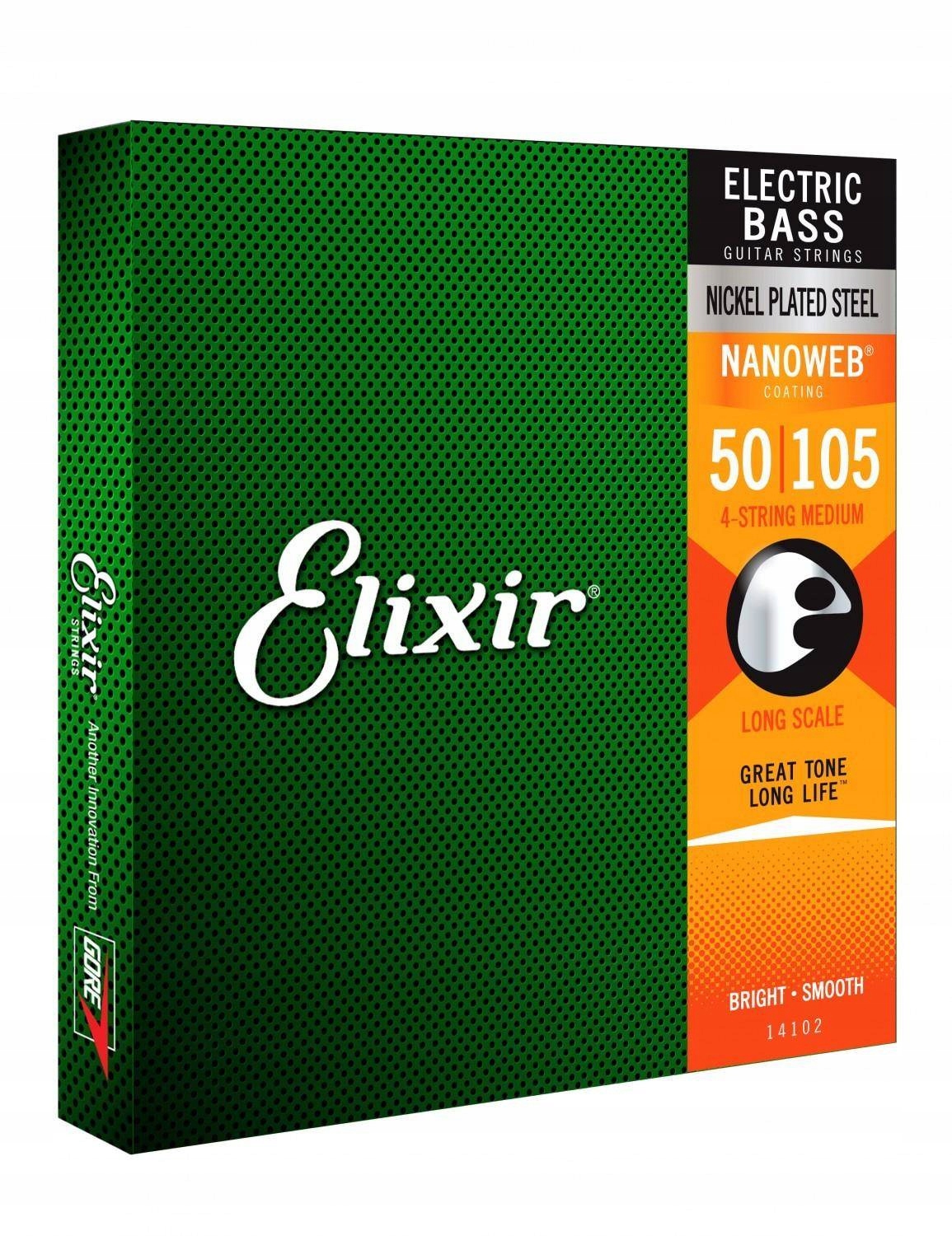 Elixir 14102 NanoWeb 50-105 Long Scale struny pro baskytaru