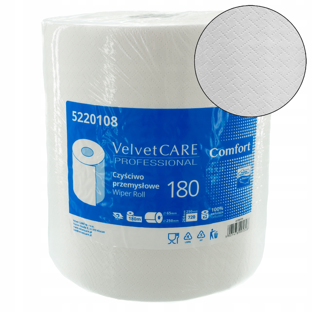 VELVET CZYŚCIWO PAPIEROWE 2w PRZEMYSŁOWE 180mb 2sz EAN (GTIN) 5901478995308