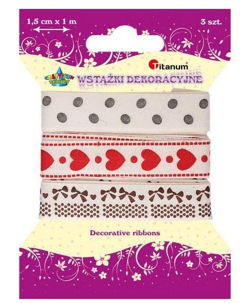 Wstążki dekoracyjne 3 wzory TITANUM SERDUSZKA