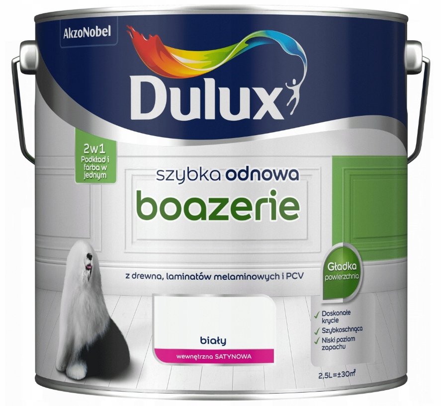 DULUx SZYBKA ODNOWA FARBA DO BOAZERII BIAŁY 2,5L