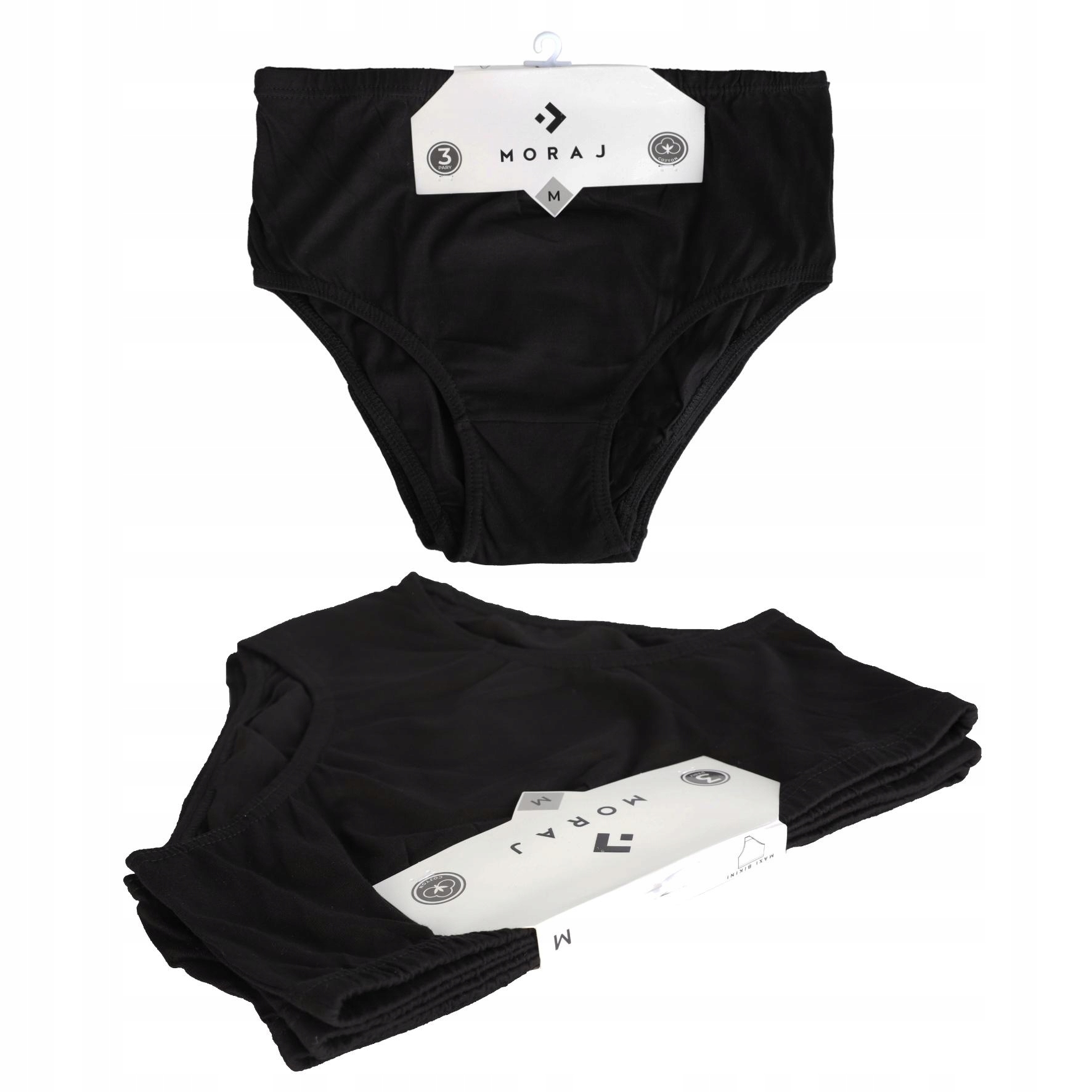 MAJTKI DAMSKIE FIGI Z WYSOKIM STANEM 3-PAK MORAJ BAWEŁNIANE CZARNY ROZM.XXL Marka Moraj