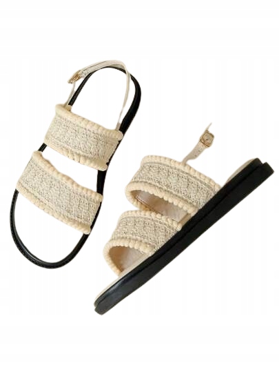 Shein Béžové Dámské Sandály S Přezkou, Nízké, Rovné, 37,5 1 Ha
