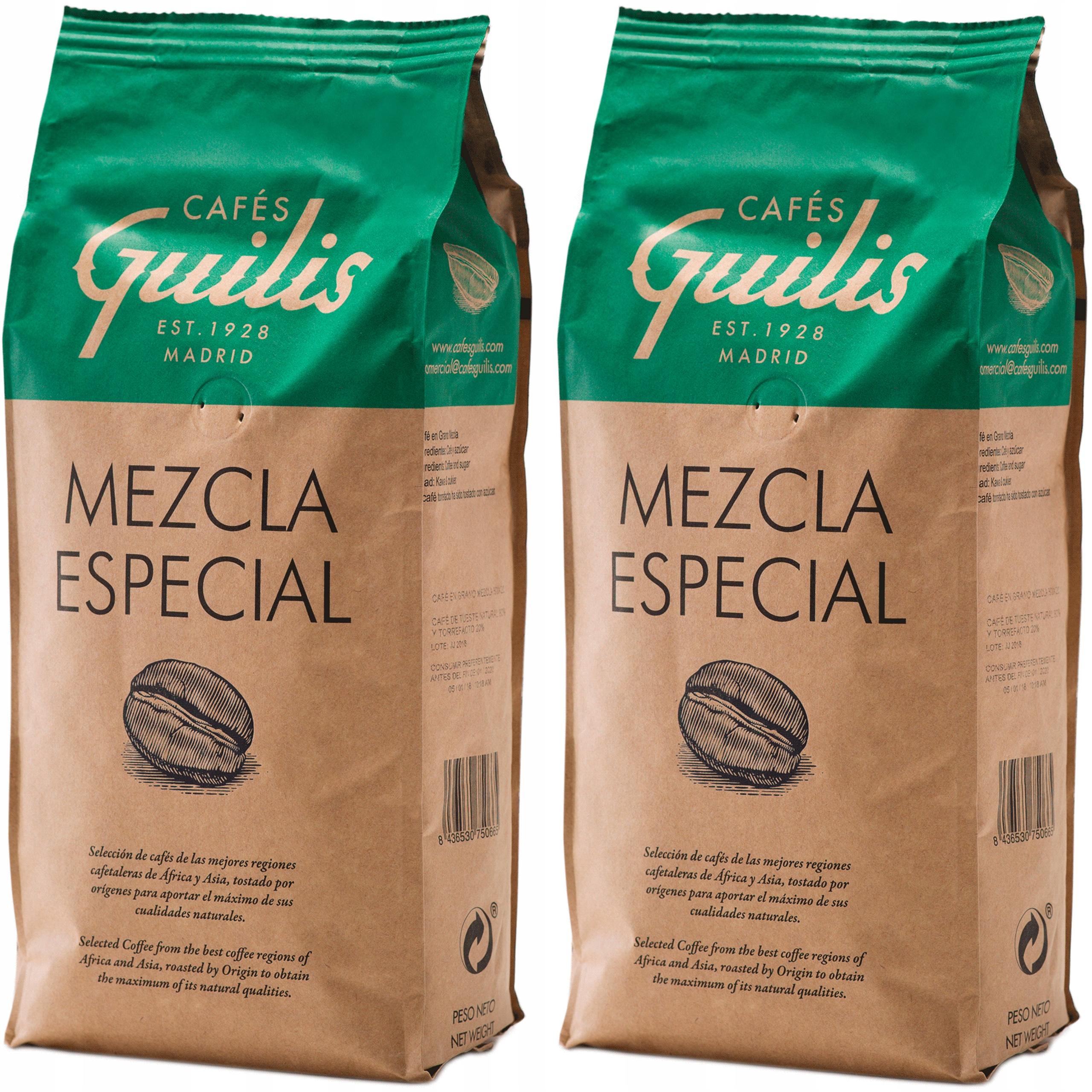 Káva zrnková do kávovaru 2x1kg Mezcla Especial z pražírny Cafes Guilis