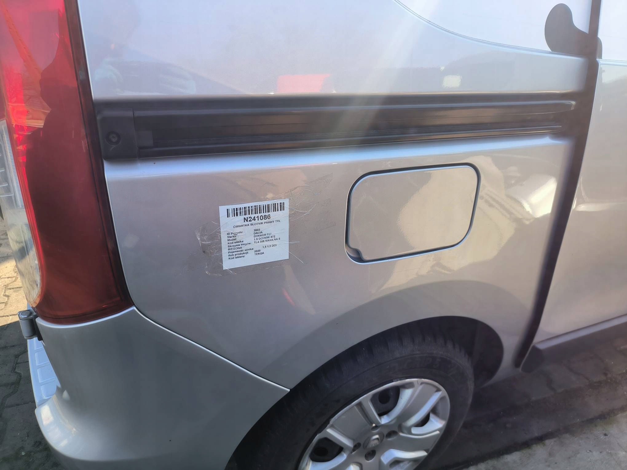 LONGHERONE parafango Destra posteriore TEKQA DACIA DOKKER F67