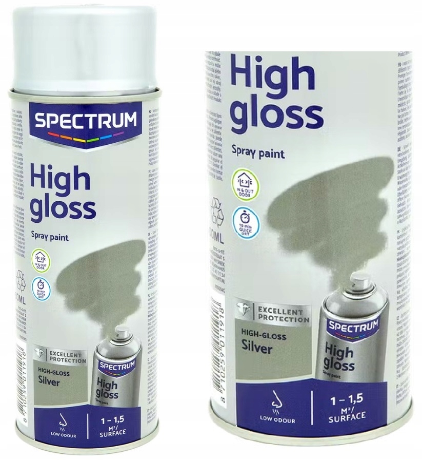 FARBA W SPRAYU SREBRNA WYSOKI POŁYSK LAKIER 400 ML